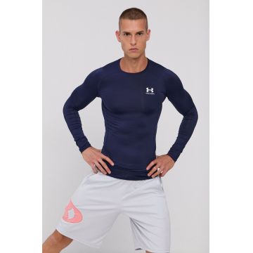 Under Armour mânecă lungă de antrenament culoarea albastru marin, neted