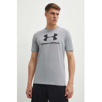 Under Armour tricou 1329590 culoarea gri, cu imprimeu 1329590-100