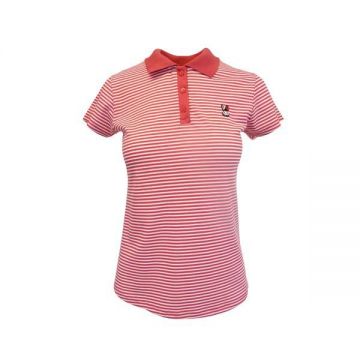 Tricou polo dama, Univers Fashion, alb cu dungi rosu, L