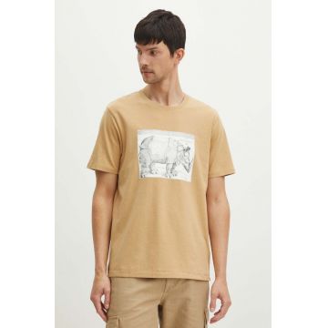 Medicine tricou din bumbac culoarea bej, cu imprimeu