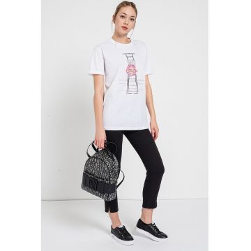 Tricou cu imprimeu si maneci cazute
