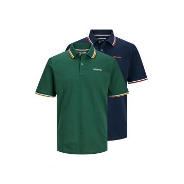 Set de tricouri polo cu detalii contrastante - 2 piese