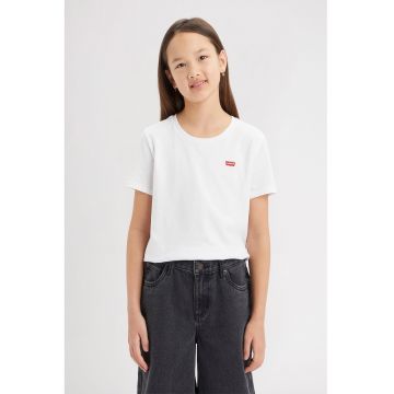 Tricou din amestec de bumbac cu decolteu la baza gatului