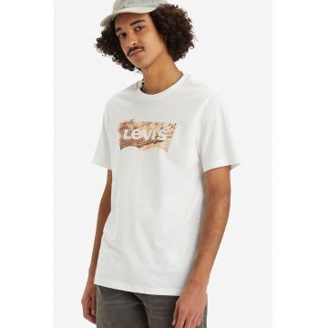 Tricou din bumbac cu decolteu la baza gatului