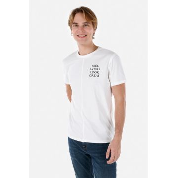 Tricou cu decolteu la baza gatului si imprimeu text