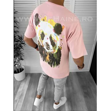Tricou barbati roz cu imprimeu pe spate oversize B7826 N5-3.1