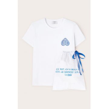 Tricou din amestec de bumbac cu imprimeu text