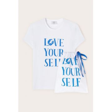 Tricou din amestec de bumbac cu imprimeu text