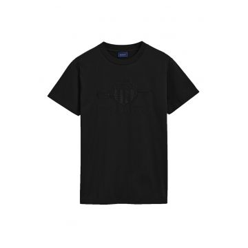 Tricou cu decolteu la baza gatului si broderie logo