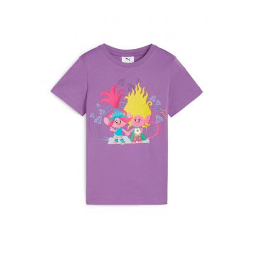 Tricou cu decolteu la baza gatului si imprimeu cu desene