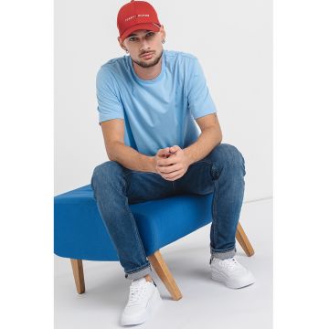 Tricou de bumbac cu decolteu la baza gatului