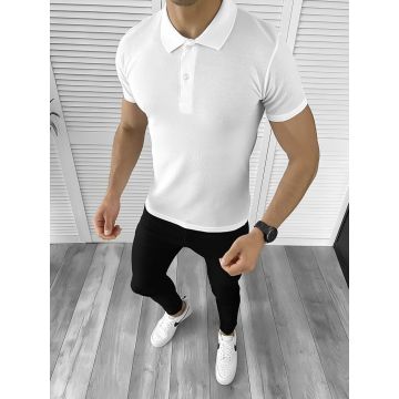 Tricou barbati alb slim fit ZR B1018 N5-3.2