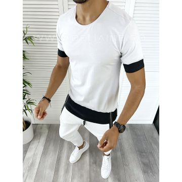 Tricou barbati slim fit alb B9394 N5-4.2