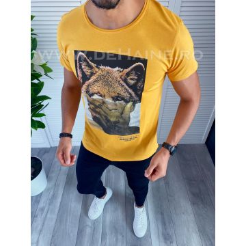 Tricou barbati slim fit mustar B1721  N7-3.2