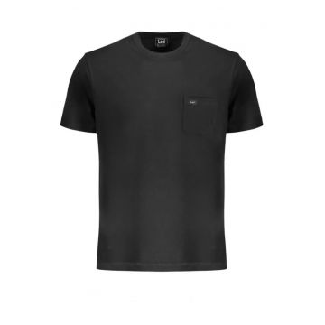 Tricou barbati cu buzunar si decolteu la baza gatului - Negru