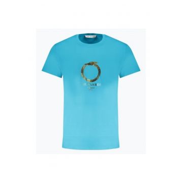 Tricou barbati cu decolteu la baza gatului din bumbac - Azur