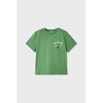 Tricou cu volane si decolteu la baza gatului