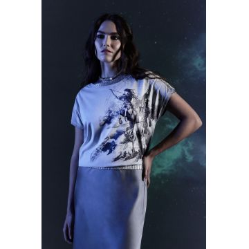 Medicine tricou din bumbac femei, culoarea gri