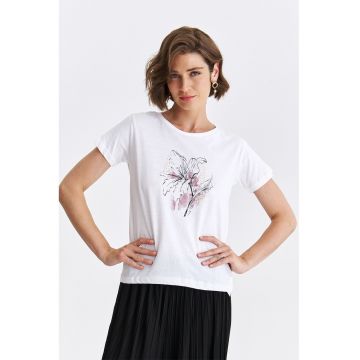 Tricou din bumbac cu imprimeu floral Tricou din bumbac cu imprimeu floral