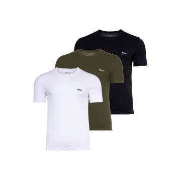 Set de tricouri de casa din bumbac cu decolteu la baza gatului - 3 bucati