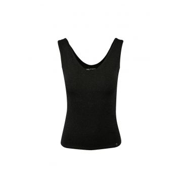 Top din jerseu cu insertii stralucitoare din lurex -  Negru