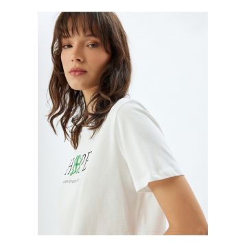 Tricou de bumbac cu margele