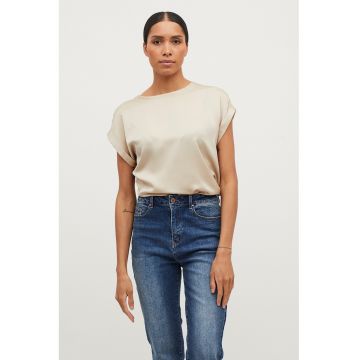 Tricou uni cu aspect satinat