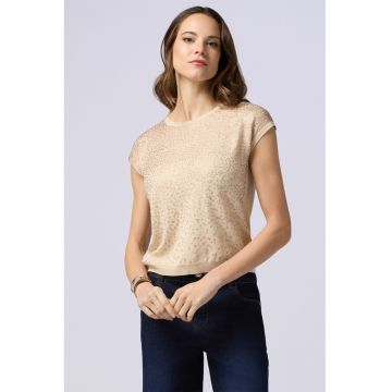 Tricou cu decolteu la baza gatului si paiete