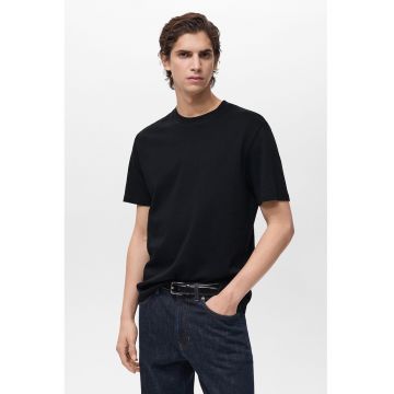 Tricou de bumbac cu decolteu la baza gatului