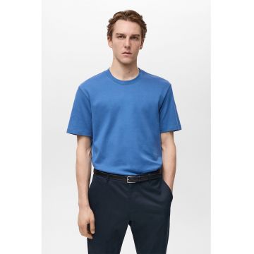 Tricou de bumbac cu decolteu la baza gatului