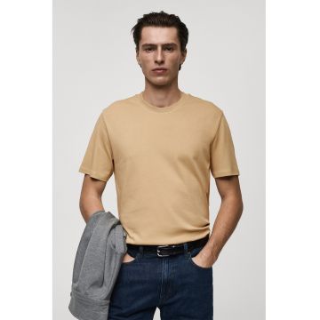 Tricou de bumbac cu decolteu la baza gatului