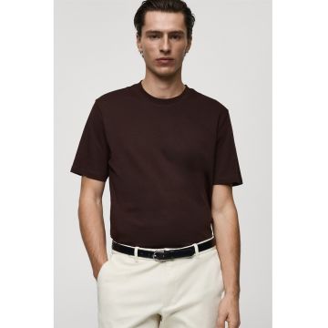 Tricou de bumbac cu decolteu la baza gatului