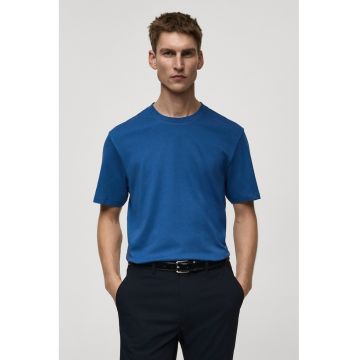 Tricou de bumbac cu decolteu la baza gatului