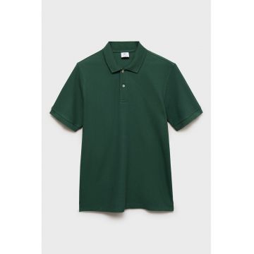 Tricou polo din bumbac cu fenta cu nasturi
