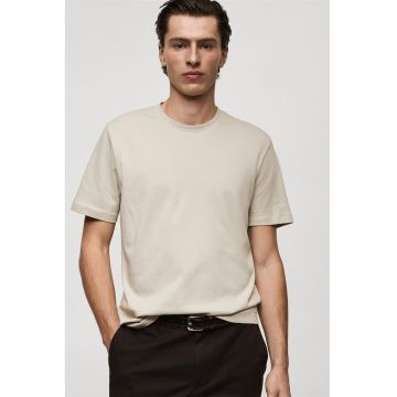 Tricou de bumbac cu decolteu la baza gatului