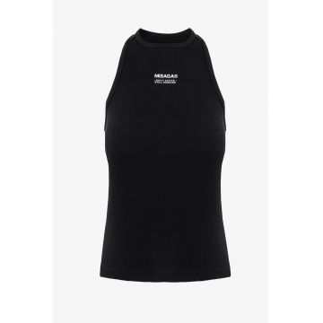 Top din bumbac organic cu detaliu text - Negru