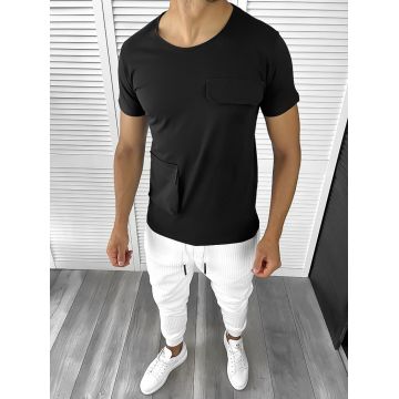 Tricou barbati slim fit negru T1974 N5-3.1