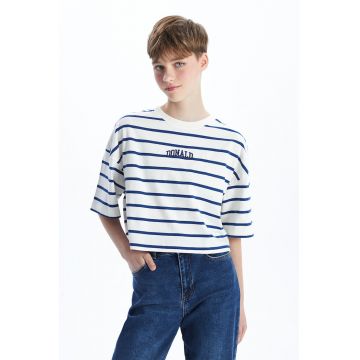 Tricou lejer crop cu imprimeu desene animate