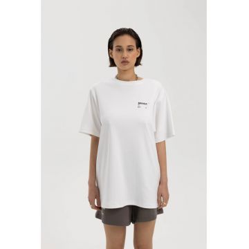 Tricou supradimensionat cu maneci cazute - Alb