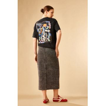 Medicine tricou din bumbac femei, culoarea negru