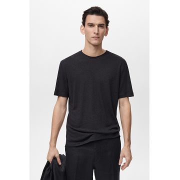 Tricou din amestec de in cu model uni