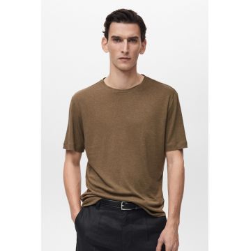 Tricou din amestec de in cu model uni