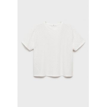 Tricou din bumbac cu detalii perforate