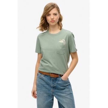 Tricou din bumbac cu model text pe partea din spate