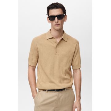 Tricou polo striat din amestec de modal