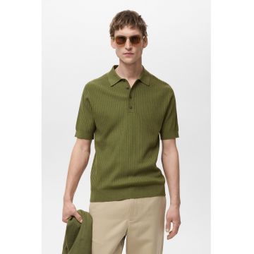 Tricou polo striat din amestec de modal
