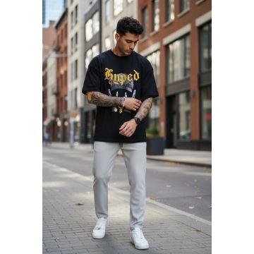 Tricou barbati negru  cu imprimeu  oversize Y171 33-5.1