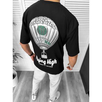 Tricou barbati negru  cu imprimeu pe spate  oversize 11813  D2-2.4