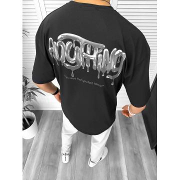 Tricou barbati negru  cu imprimeu pe spate  oversize 11818  O5-7.1