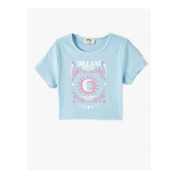 Tricou crop cu imprimeu